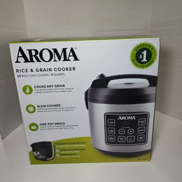 AROMA Rice & Grain Cooker 20 Cup Slow Cooker Granite Pot Reinforced - NEW - Picture 1 of 6